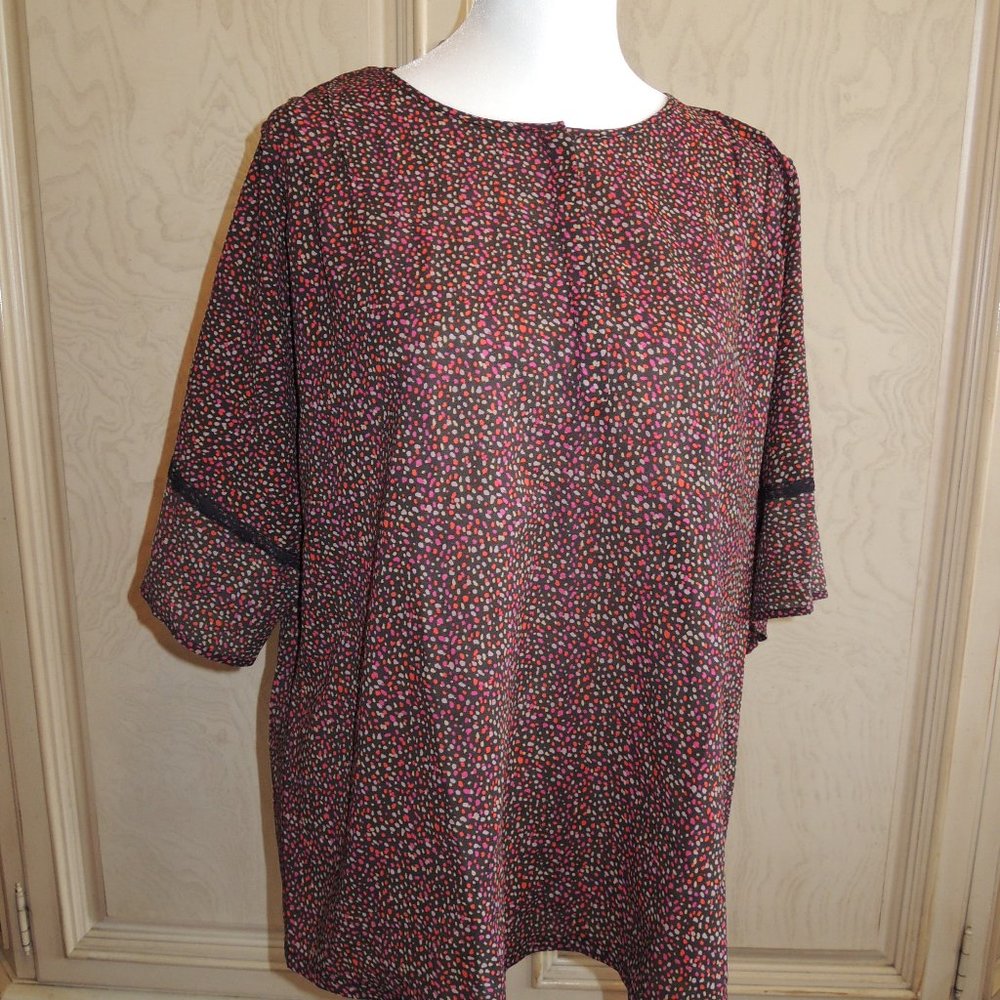 SOLD!!! Jcrew Multi Spot Print 1/2 Sleeve Blouse Size M